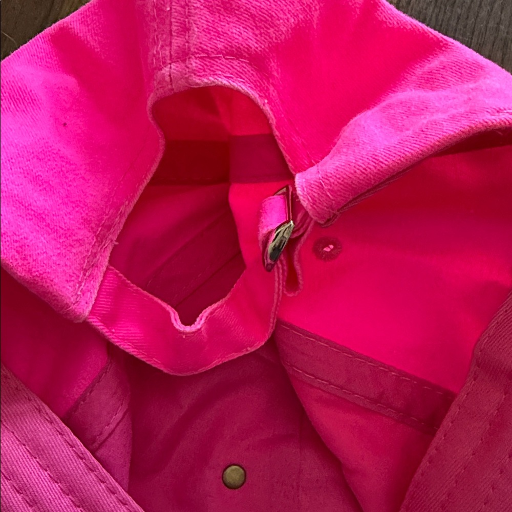 Upcycled Louis Vuitton Vibrant Pink Hat with Logo Patch - Picture 4 of 4